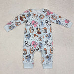 LR2062 Cartoon Blue Dog Baby Zipper Romper Sleepers