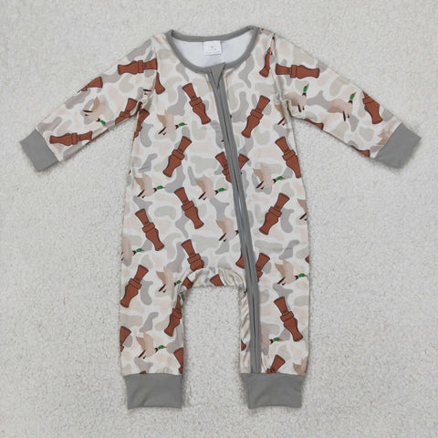 LR2063 Call Me Mallard Ducks Camo Baby Zipper Romper Sleepers