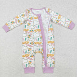 LR2097 Mardi Gras Masks Baby Zipper Romper Sleepers