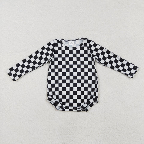 LR2121 Black Plaid Baby Romper