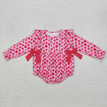 LR2146 Valentine's Day Bows Love Pink Baby Bubble Romper