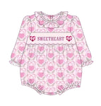 Preorder 12.01 LR2152 Sweetheart Love Bows Pink Baby Girls Romper