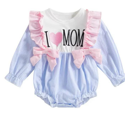 Preorder 12.09 LR2155 I LOVE MOM Baby Girls Romper