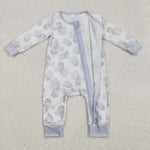 LR2157 Flower Blue Baby Zipper Romper Sleepers