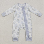 LR2157 Flower Blue Baby Zipper Romper Sleepers