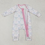 LR2158 Bows Pink Baby Zipper Romper Sleepers