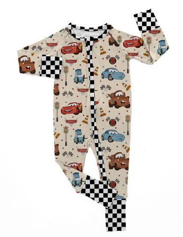 Preorder 12.13 LR2160 Cartoon Cars Baby Zipper Romper Sleepers