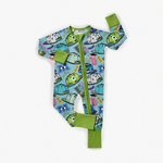 Preorder 12.13 LR2162 Monsters Green Baby Zipper Romper Sleepers