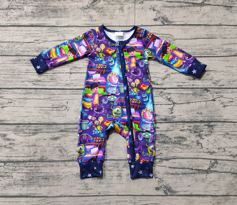 Preorder LR2164 Monsters Blue Baby Zipper Romper Sleepers