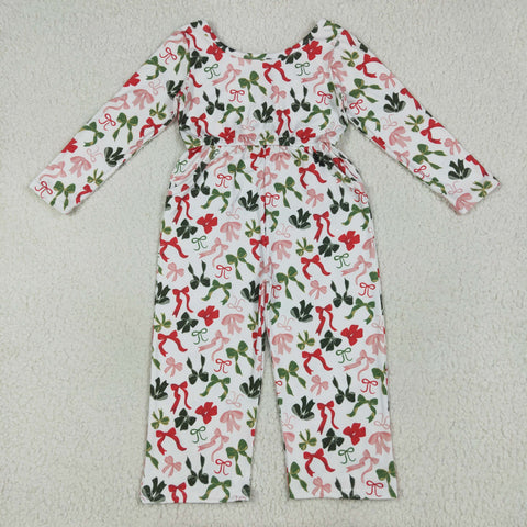 LR2192 Christmas Coquette Bows Girl's Jumpsuit