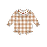 Preorder Samples LR2205 Embroidery Thanksgiving Day Turkey Smocked Baby Girls Bubble Romper