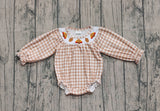 Preorder Samples LR2205 Embroidery Thanksgiving Day Turkey Smocked Baby Girls Bubble Romper