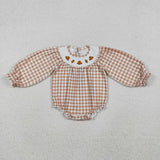 LR2205 Thanksgiving Turkey  Smocked Baby Girls Bubble Romper