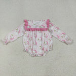 LR2208 Christmas Santa Pink Baby Girls Bubble Romper