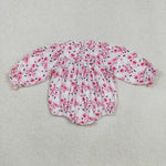 LR2216 Halloween Ghost Bows Smocked Baby Girls Bubble Romper