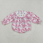 LR2216 Halloween Ghost Bows Smocked Baby Girls Bubble Romper