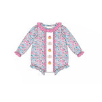 Preorder Samples LR2219 Embroidery Thanksgiving Day Pumpkin Turkey Flower Baby Girls Romper