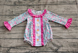 Preorder Samples LR2219 Embroidery Thanksgiving Day Pumpkin Turkey Flower Baby Girls Romper