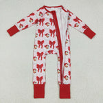 LR2223 Christmas Santa Red Baby Zipper Romper Footie Sleepers
