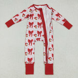 LR2223 Christmas Santa Red Baby Zipper Romper Footie Sleepers