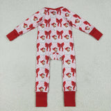 LR2223 Christmas Santa Red Baby Zipper Romper Footie Sleepers