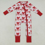 LR2223 Christmas Santa Red Baby Zipper Romper Footie Sleepers