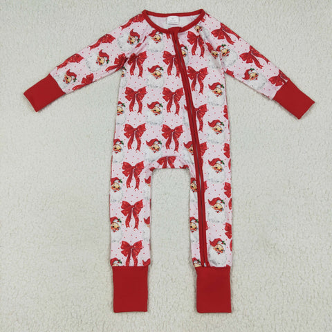 LR2223 Christmas Santa Red Baby Zipper Romper Footie Sleepers