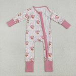 LR2224 Christmas Santa Pink Baby Zipper Romper Sleepers
