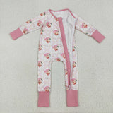 LR2224 Christmas Santa Pink Baby Zipper Romper Sleepers