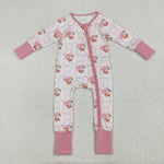 LR2224 Christmas Santa Pink Baby Zipper Romper Sleepers
