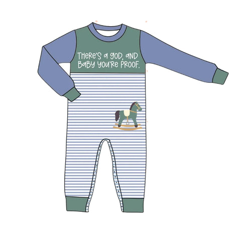 Preorder 06.10 LR2239 There's a god Stripe Baby Boys Romper