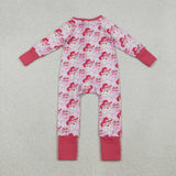 LR2243 Christmas Howdy Santa Bows Baby Zipper Romper Footie Sleepers