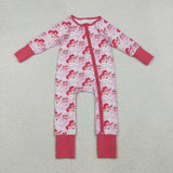 LR2243 Christmas Howdy Santa Bows Baby Zipper Romper Footie Sleepers