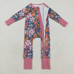 LR2244 Autumn Flower Baby Zipper Romper Sleepers
