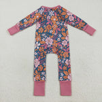 LR2244 Autumn Flower Baby Zipper Romper Sleepers