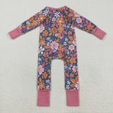 LR2244 Autumn Flower Baby Zipper Romper Sleepers