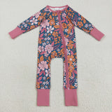 LR2244 Autumn Flower Baby Zipper Romper Sleepers