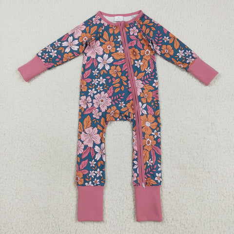 LR2244 Autumn Flower Baby Zipper Romper Sleepers