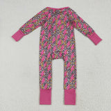 LR2250 Lightning Leopard Pink Baby Zipper Romper Sleepers