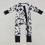 LR2253 Bows Black Baby Zipper Romper Footie Sleepers