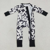 LR2253 Bows Black Baby Zipper Romper Footie Sleepers