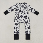 LR2253 Bows Black Baby Zipper Romper Footie Sleepers