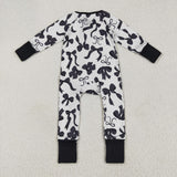LR2253 Bows Black Baby Zipper Romper Footie Sleepers