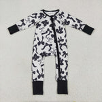 LR2253 Bows Black Baby Zipper Romper Footie Sleepers