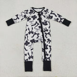 LR2253 Bows Black Baby Zipper Romper Footie Sleepers