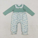 LR2258 Mint Green Flower Floral Baby Girls Romper