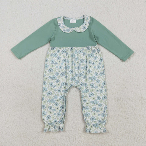 LR2258 Mint Green Flower Floral Baby Girls Romper