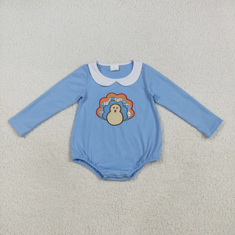 LR2261 Embroidery Thanksgiving Day Turkey Baby Boys Romper