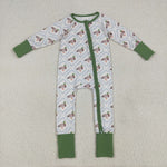 LR2269 Mallard Ducks Green Baby Zipper Romper Sleepers