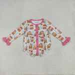 LR2282 Christmas House Pink Baby Girls Romper